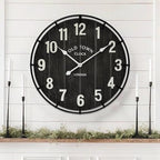 EMAX HOME Large Old Town Farmhouse Black Wall Clock 24 Inch Rustic Antique Wood by EMAXHOME