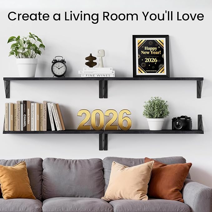 BAYKA Wall Mounted Floating Shelves, Wood Floating Wall Shelf - Image 3