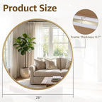 DUMOS 28 Inch Round Wall Mirror, Bathroom Mirror - Image 2