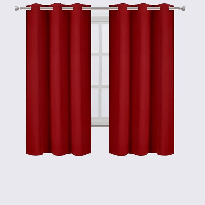 LEMOMO Red Blackout Curtains 40 x 63 Inch Length/Set of 2 Curtain - Image 2