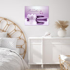EOBTAIN Zen Framed Wall Art 20x16 Inches Purple Butterfly and Flower Stone - Image 5
