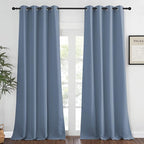NICETOWN Blackout Stone Blue Curtains 120 inch Length by NICETOWN