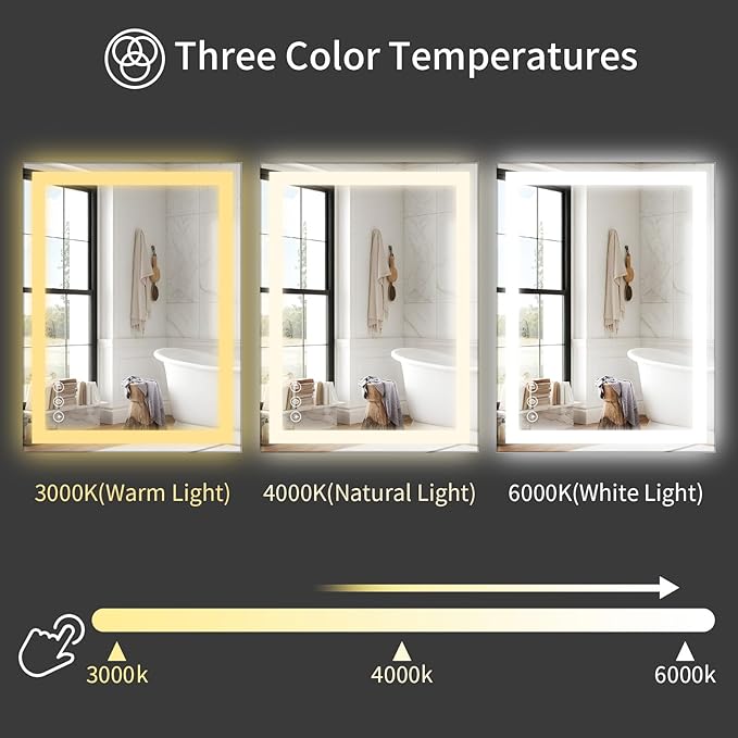Koonmi 40"x32" LED Mirror for Bathroom, 90CRI Anti-Fog Vanity Mirror - Image 6