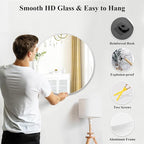 Fabuday Silver Round Mirror for Wall 24 inch - Image 6