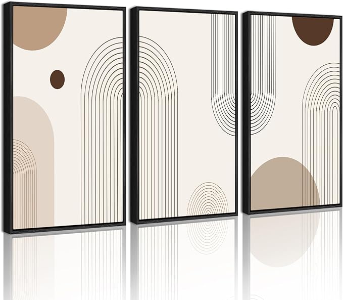 PHOPAGO Boho Wall Art Minimalist Bohemain Framed Wall Printing 16x24in Abstract by PHOPAGO