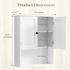 Bathroom Wall Cabinet, Over Toilet Storage Hanging Cabinet Adjustable Shelves - Image 2