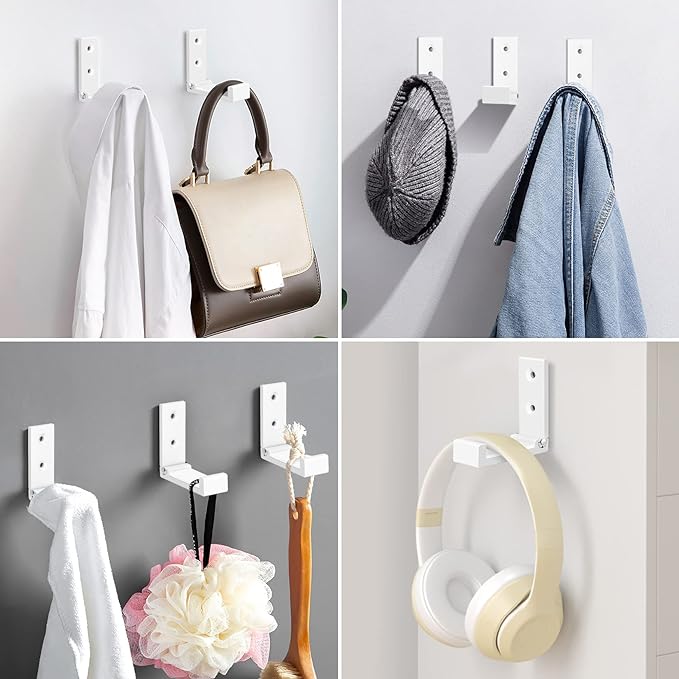 Folding Coat Hooks, Foldable Adhesive Hooks, Headphone Jacket Holder, Aluminum - Image 2