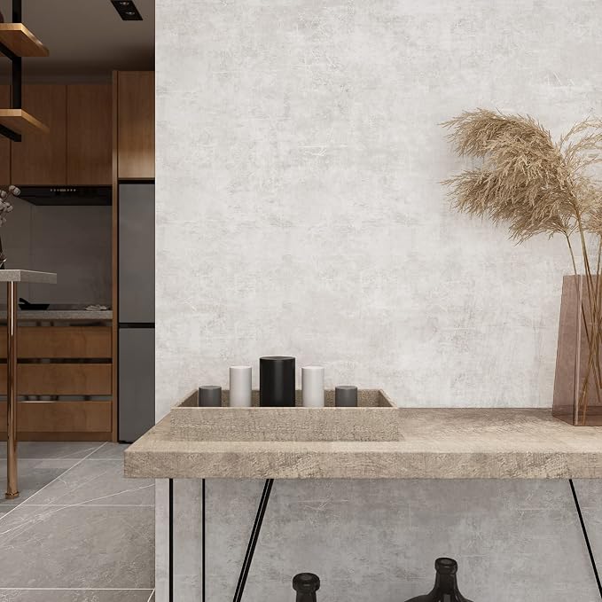 VEELIKE Neutral Concrete Wallpaper Peel and Stick Boho Aesthetic Wallpaper - Image 2