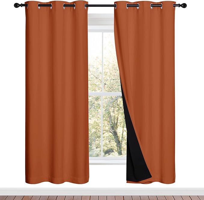 NICETOWN Full Shade Curtain Panels, Burnt Orange, Pair of Thermal Insulated & by NICETOWN