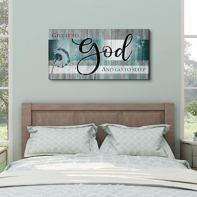 Large Christian Wall Art Bible Verses Wall Decor Give It to God and Go to Sleep - Image 2