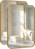 2-Pack 22x30 Inch Matte Gold Bathroom Vanity Mirrors | Flush Mount Deep Set by Pocetry