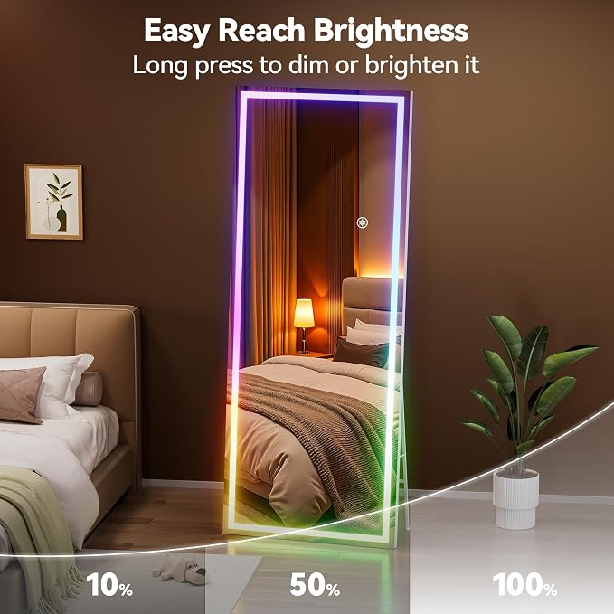 Hasipu 79"x35" LED RGB Bluetooth Full Length Mirror - Image 9