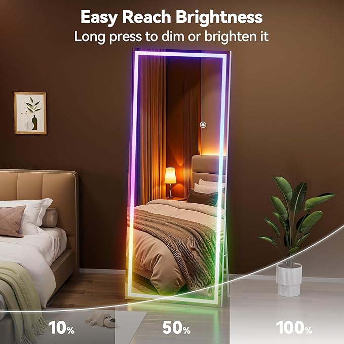 Hasipu 56"x16" LED RGB Bluetooth Full Length Mirror - Image 8