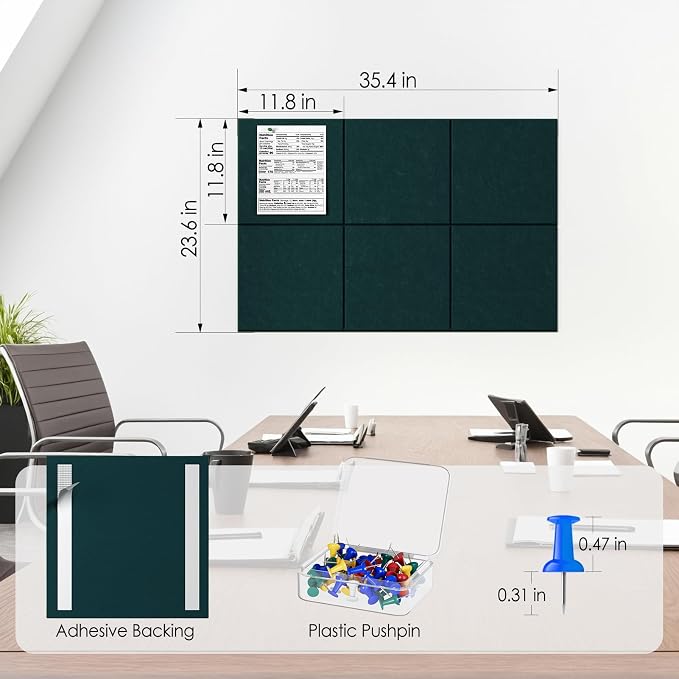 MaxGear Large Cork Board for Wall 36" x 24", Dark Green Bulletin Board - Image 4