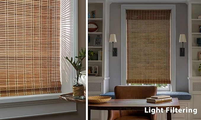 LazBlinds No Tools No Drill Cordless Bamboo Roman Shades, Custom Light - Image 5