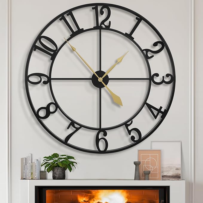LEIKE Extra Large Wall Clocks, Silent Little Ticking, Battery Operated Vintage by LEIKEWALLCLOCK