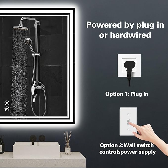 24“ x 36” LED Mirror for Bathroom Front and Backlit Anti-Fog Dimmable 3 Colors - Image 4