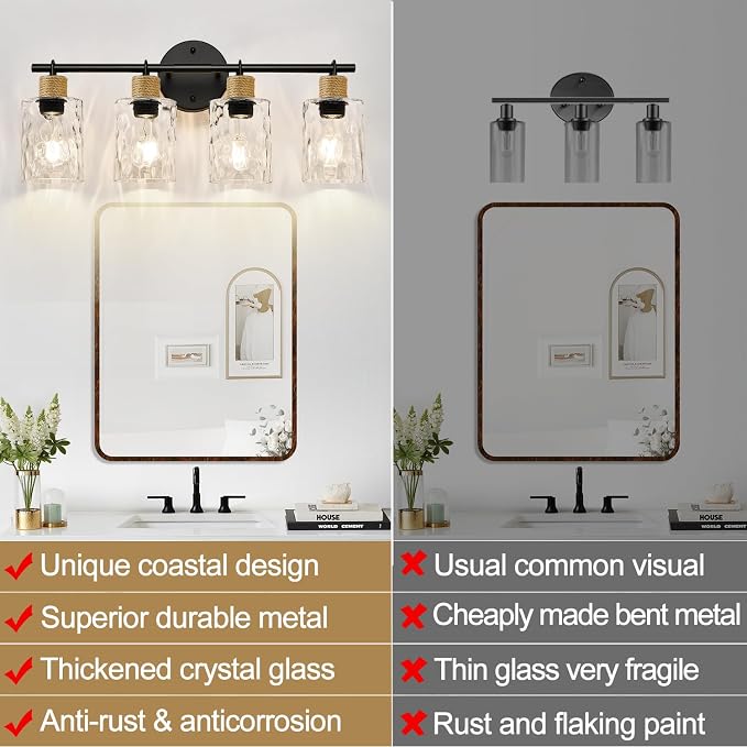 MOKATNG Bathroom Light Fixtures, 4-Light Coastal Vanity Lights - Image 4