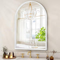 Arched Wall Mirror Bathroom Mirror Brushed Metal Vanity Wall Mounted Mirrors by HLFMVWE