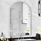 22" x 30" Silver Arched Mirror, Arch Bathroom Vanity Mirror, Modern Aluminum by Minuover