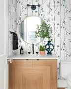 Timeet Blue White Floral Leaf Boho Wallpaper 16.14"x118.11" Self-Adhesive - Image 2