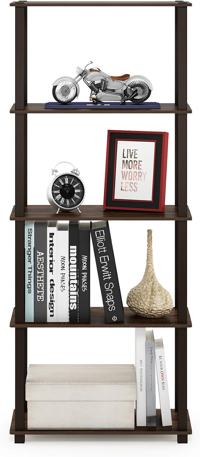 Furinno TURN-S-TUBE Book Shelf, 5-Tier Toolless Storage Shelves - Image 4