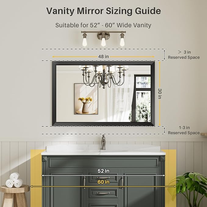 Briivue 48x30 Inch Black Bathroom Mirror - Image 2