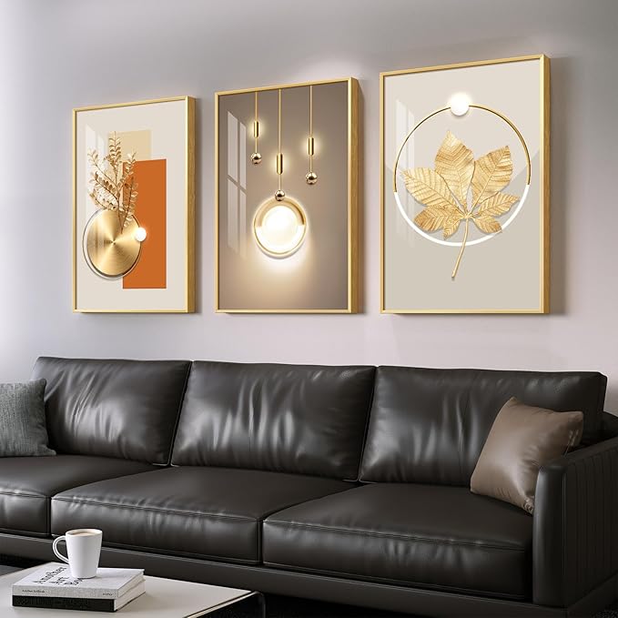 Framed Modern Luxury Gold Large Wall Art - Image 2