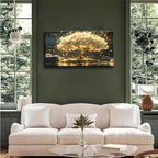 Large Tree of Life Canvas Wall Art Abstract Gold Tree Mountain Lake Decor - Image 5