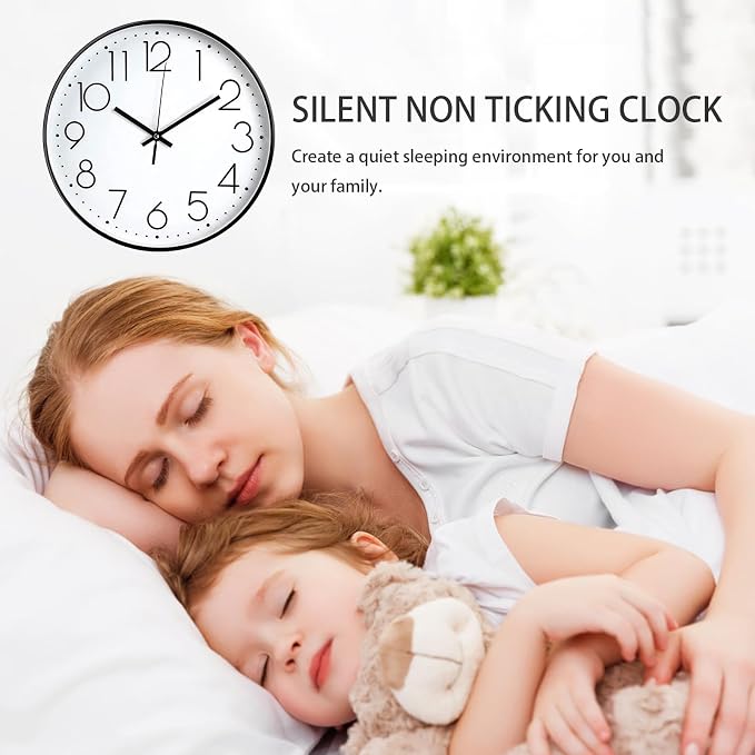 JUSTUP 8in Non-Ticking Wall Clock, Silent Battery Operated Wall Clock - Image 3