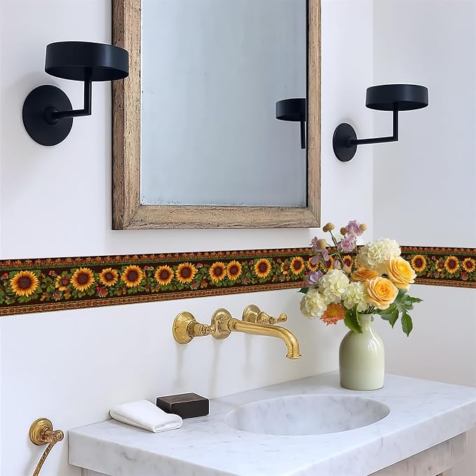 Sunflower Wallpaper Border 196x4 Inch Peel and Stick Wall Border Removable - Image 5