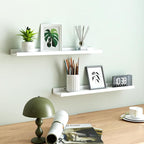 White Floating Shelves for Wall Decor, Long Wall Mounted Storage Shelf for - Image 2