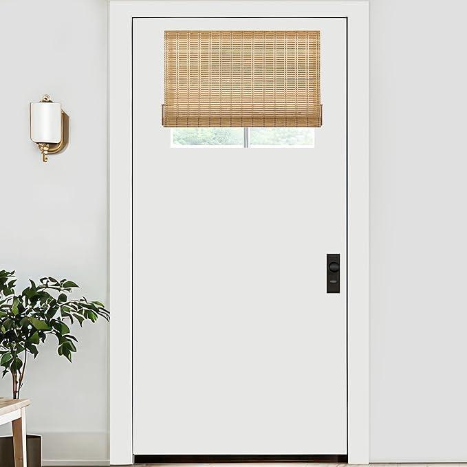 LazBlinds No Tools No Drill Bamboo Roller Shades, Cordless Bamboo Blinds by LazBlinds