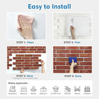 COMSTICKC 3D Red Faux Brick Wall Panel Peel and Stick Wall Stickers, DIY - Image 8