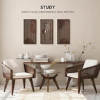 VIYYIEA Boho Solid Wood Carved Wall Art Set of 3, Geometric Minimalist Wooden - Image 4