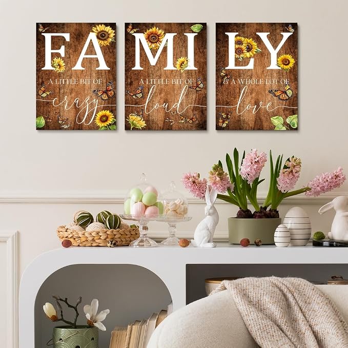 GUBIYU Farmhouse Family Wall Art Set of 3, Rustic Wall Decor - Image 3