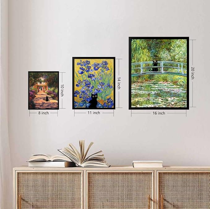 Hamduker Garden Black Cat Wall Art Pictures Funny Preppy Cat Posters Wall Art - Image 7