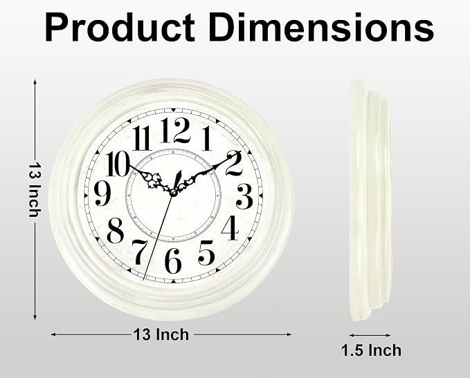 Vintage Wall Clock 13 Inch Quartz Silent Non-Ticking Analog Clock Battery - Image 4
