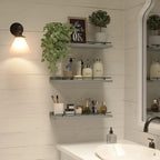 WOPITUES Floating Shelves with Black Metal Guardrail, Shelves - Image 5