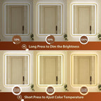 28x40 Inch Gold Framed LED Bathroom Mirror - Image 3
