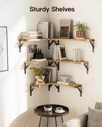 AMADA HOMEFURNISHING Wall Shelves Set of 6, Rustic Farmhouse Style, Wood - Image 6