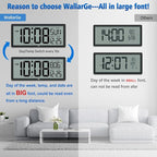 WallarGe 14.5'' Large Digital Wall Clock Battery Operated - Image 2