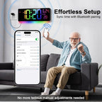 16" Bluetooth Large Digital Wall Clock/Auto Time Sync, 10 RGB Colors Digital - Image 3