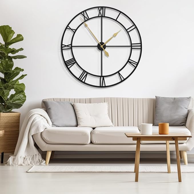 LEIKE 40 Inch Extra Large Modern Wall Clock, Oversize Rustic Round Nearly - Image 5