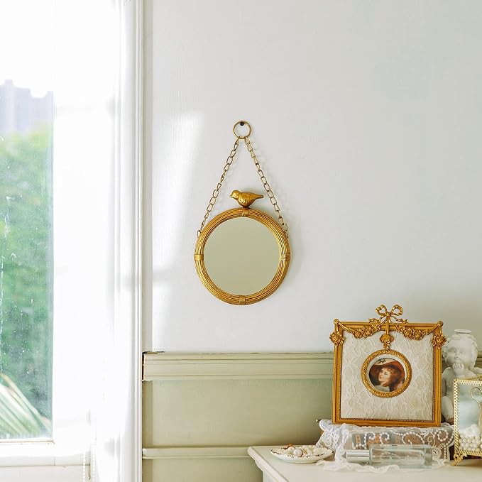 NIKKY HOME 6.7 Inch Decorative Small Hanging Mirrors Vintage Round Metal Framed - Image 5