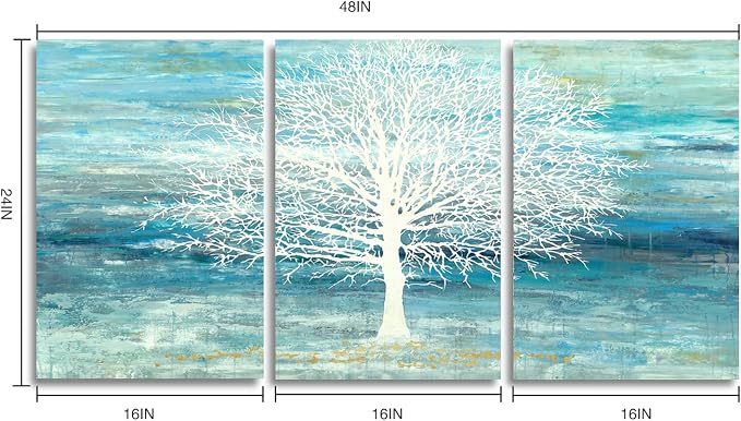 Yihui Arts Teal and Blue Canvas Wall Art - Image 2
