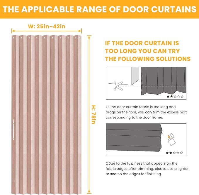 AJAZZ 100% Blackout Accordion Doors Interior Magnetic Door Curtain Pleated Door - Image 2