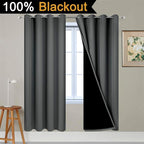 Yakamok 100% Blackout Curtains 72 Inches Long, 2 Thick Layers Thermal Insulated - Image 2