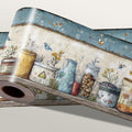 Rustic Country Mason Jar Wallpaper Border 196x4 Inch Peel and Stick Wall Border by IOHEFY
