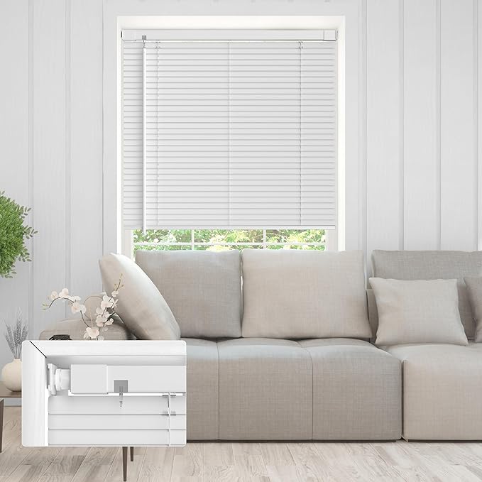 No Drill No Tool 1" Vinyl Mini Blinds, Light Filtering Horizontal Window Blinds by Unknown